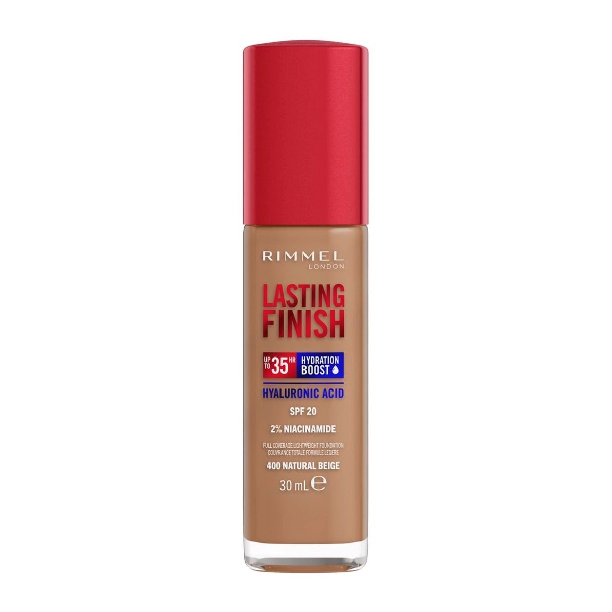 Rimmel Fondotinta Lasting Finish 35h Con Acido Ialuronico 400 Natural Beige 30ml-0
