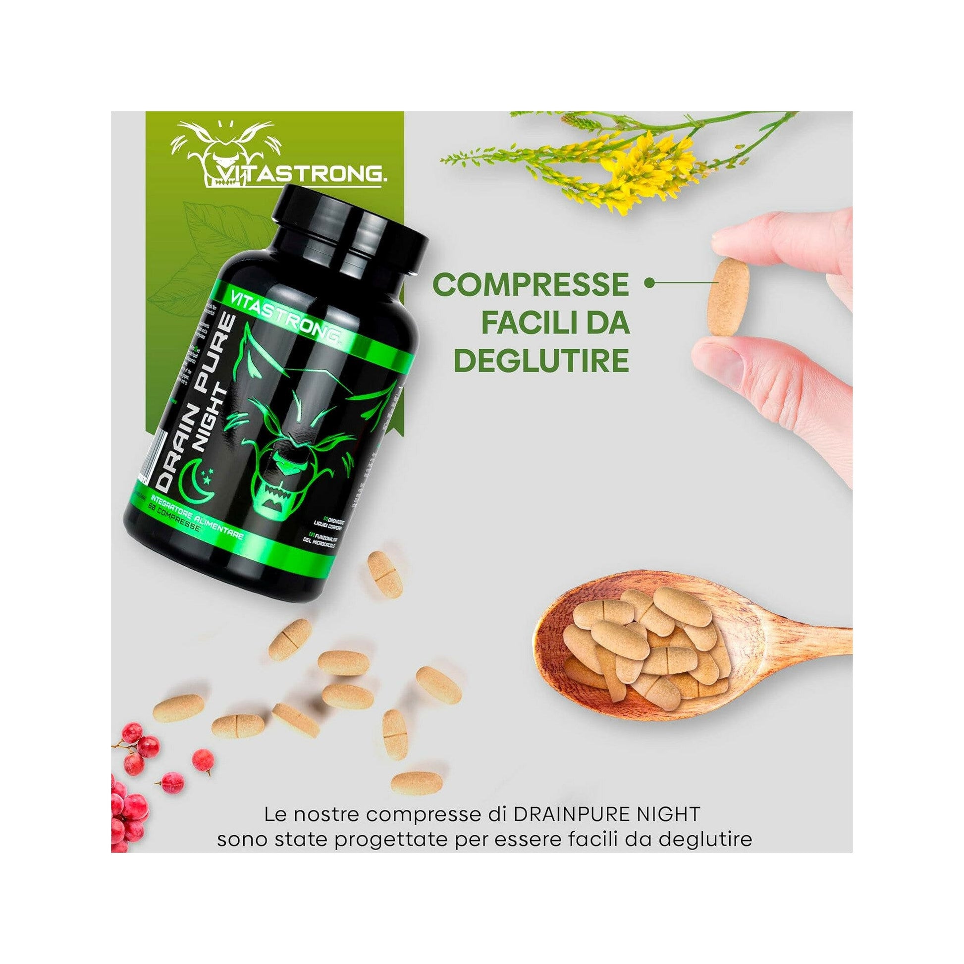 Vitastrong Drain Pure Night 60 Compresse-4