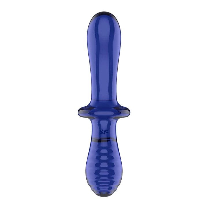 Satisfyer Double Crystal Dildo in Vetro Azzurro Chiaro-4