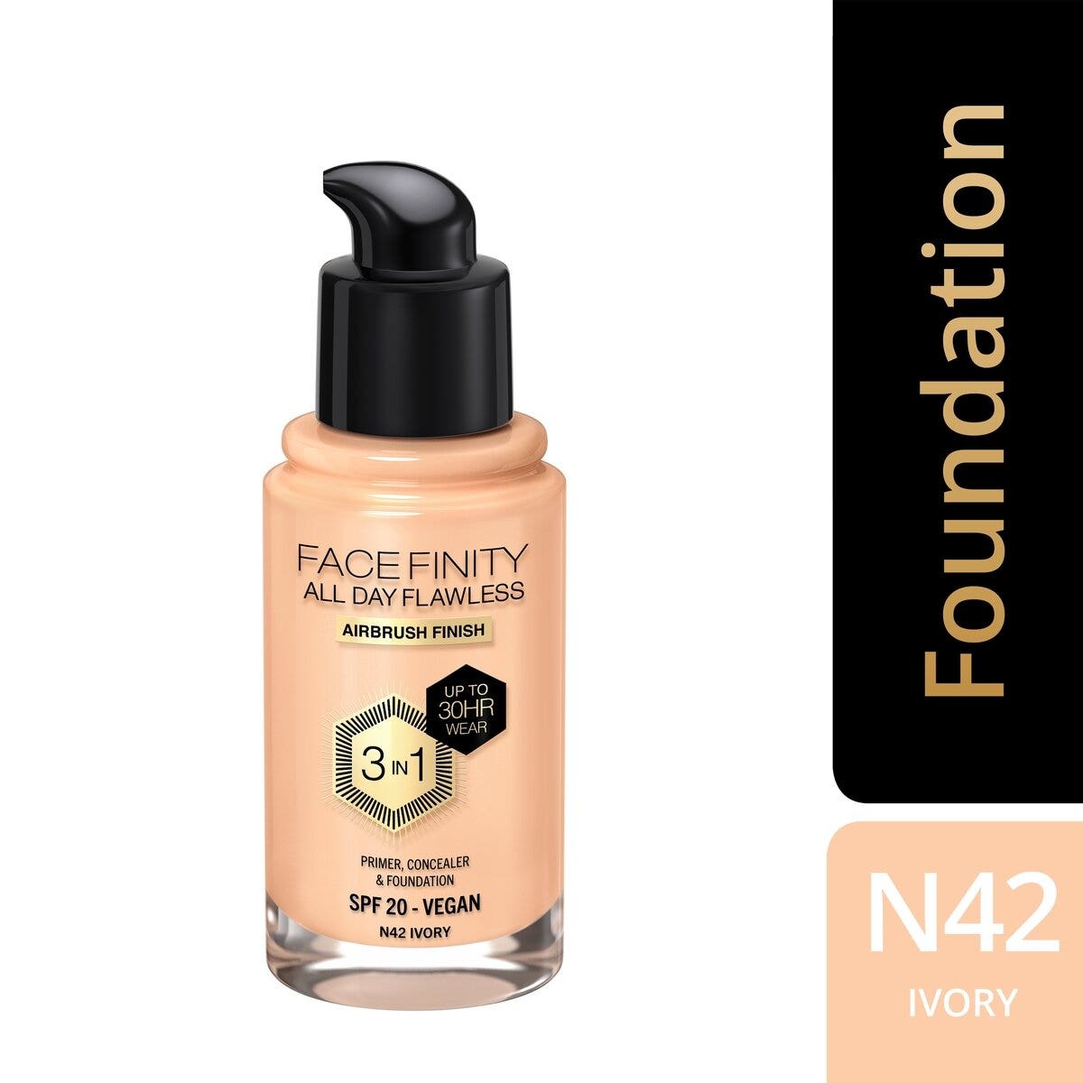 Max Factor Fondotinta Facefinity All Day Flawless 3In1 N42 Ivory 30ml-4