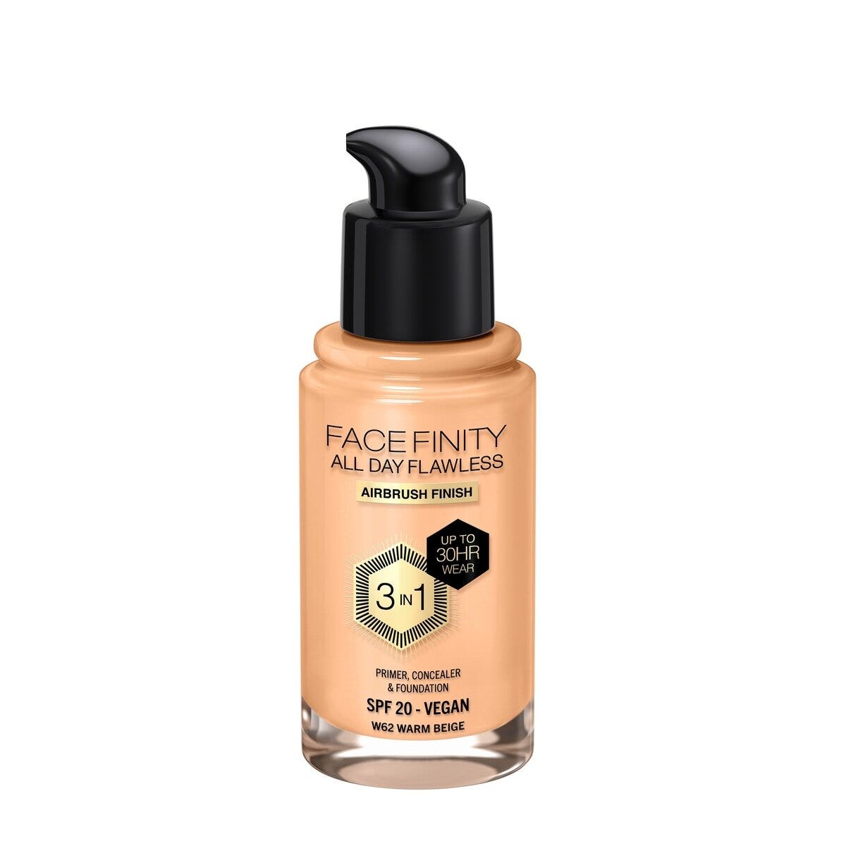 Max Factor Fondotinta Facefinity All Day Flawless 3In1 W62 Warm Beige 30ml-2