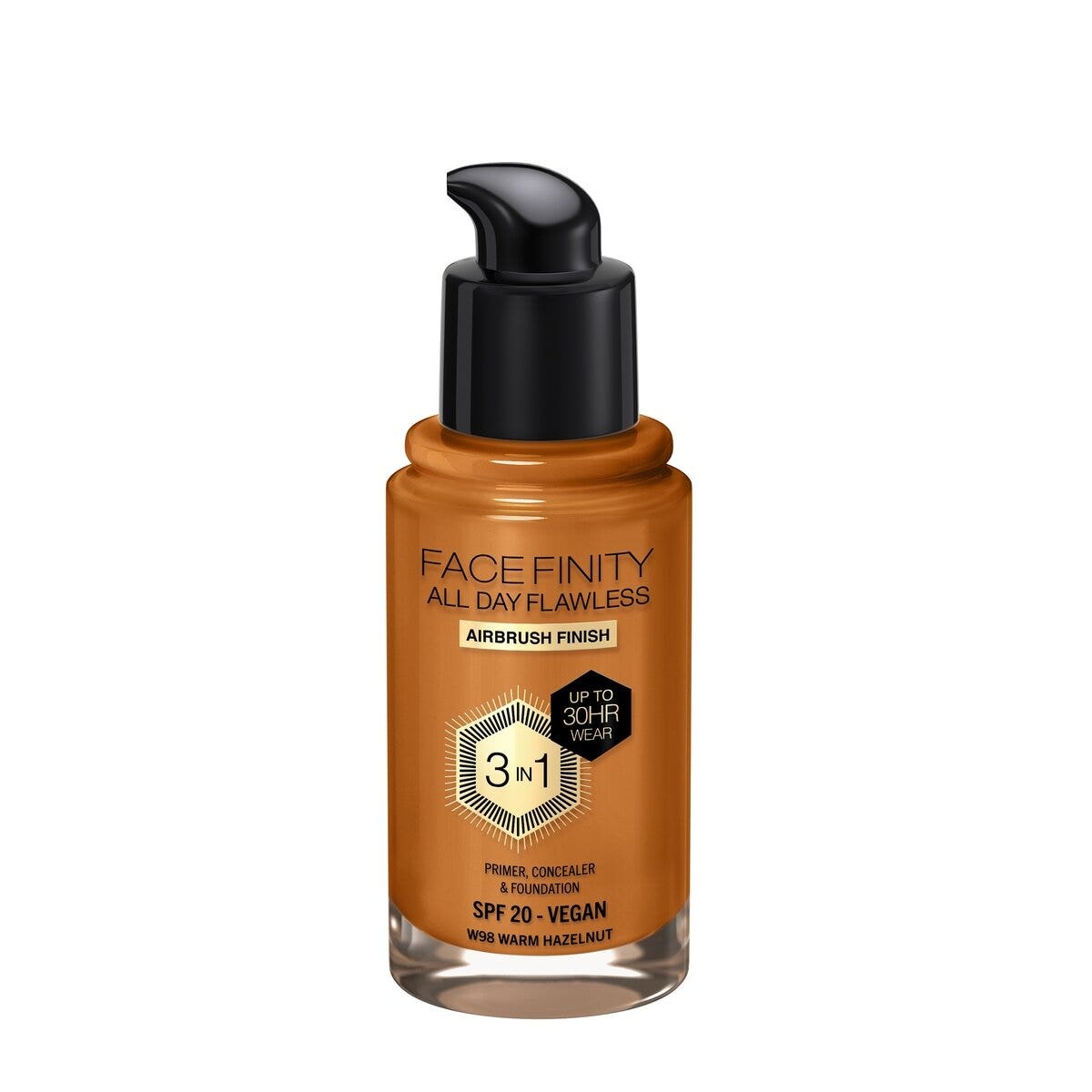 Max Factor Fondotinta Facefinity All Day Flawless 3In1 W98 Warm Hazelnut 30ml-2