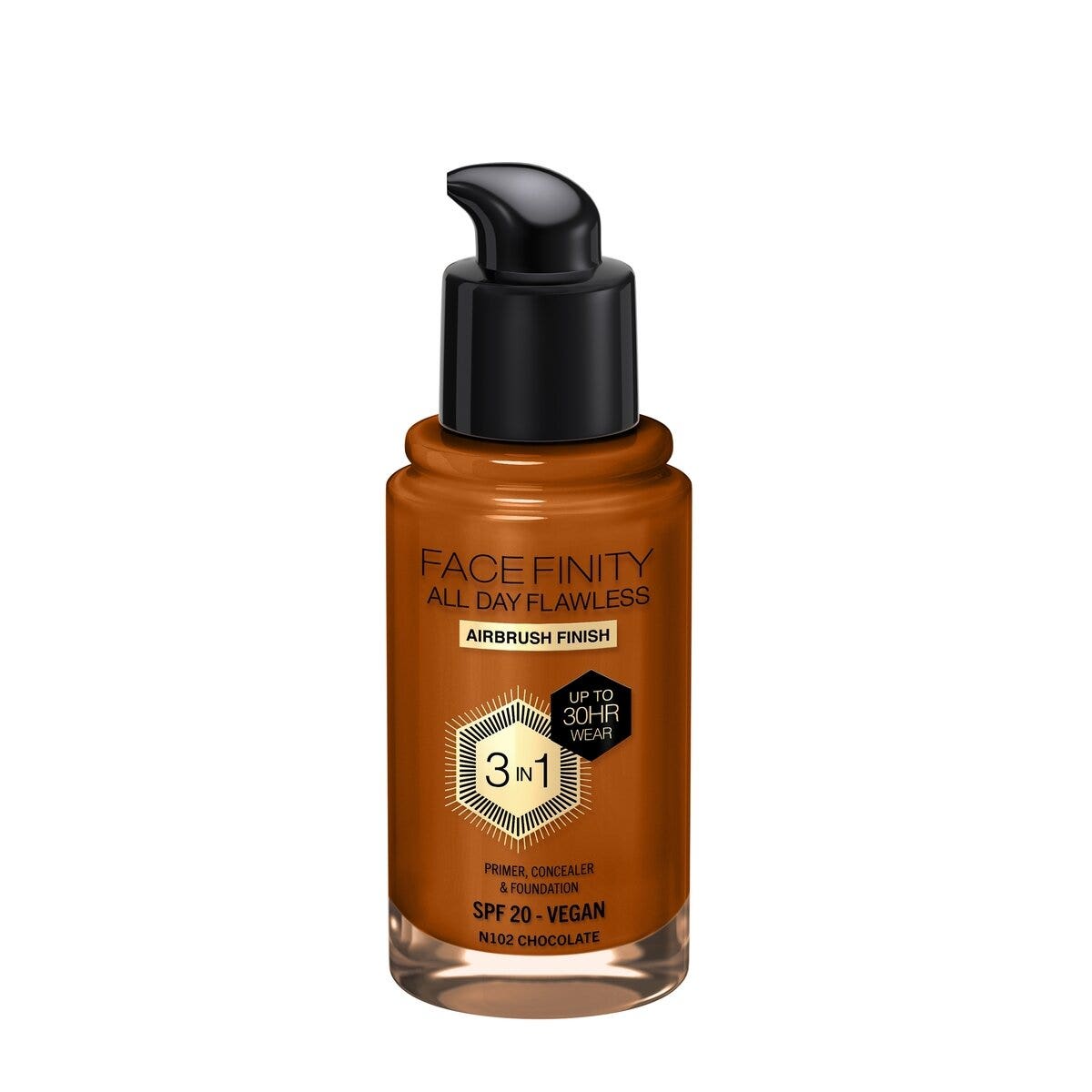 Max Factor Fondotinta Facefinity All Day Flawless 3In1 N102 Chocolate 30ml-2