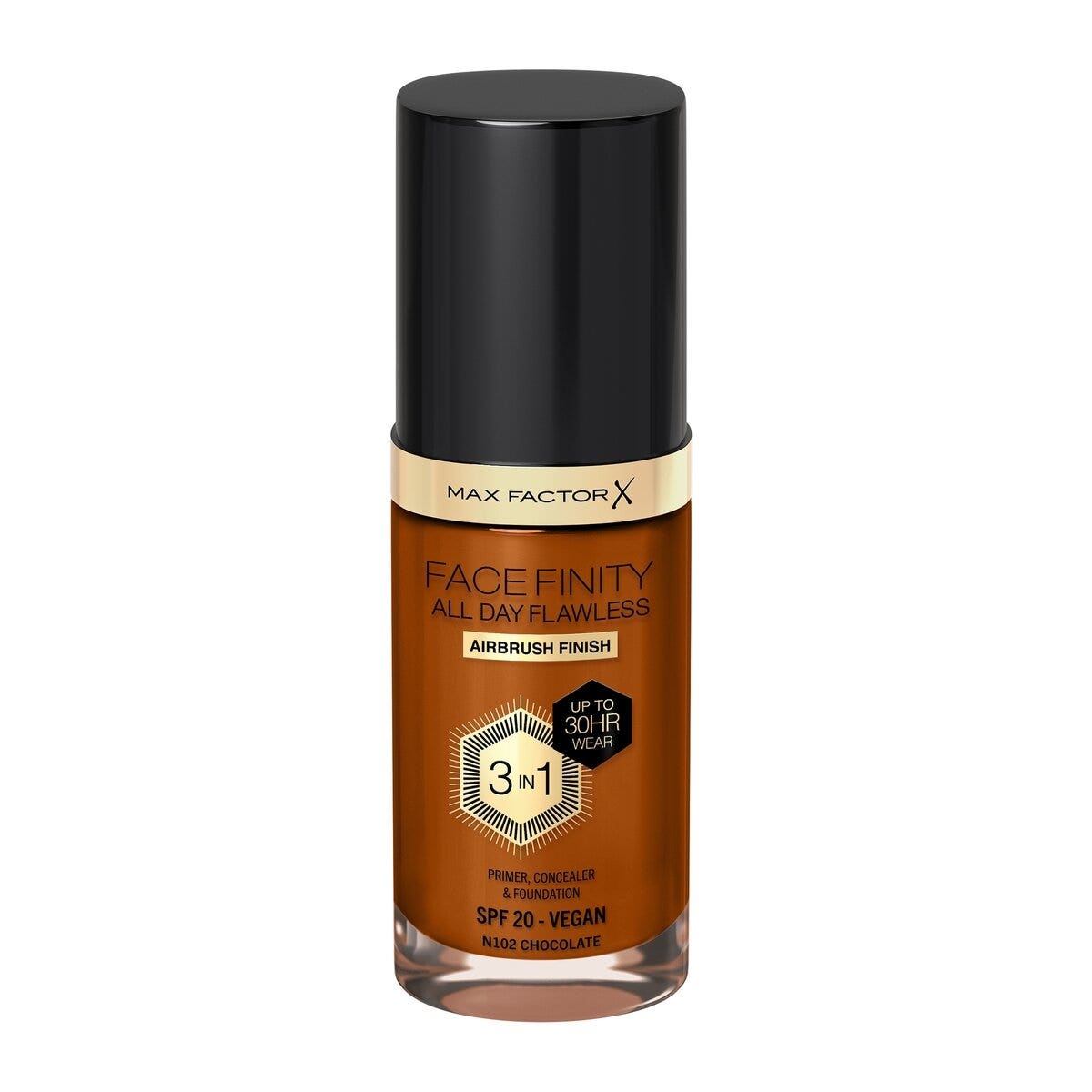 Max Factor Fondotinta Facefinity All Day Flawless 3In1 N102 Chocolate 30ml-1