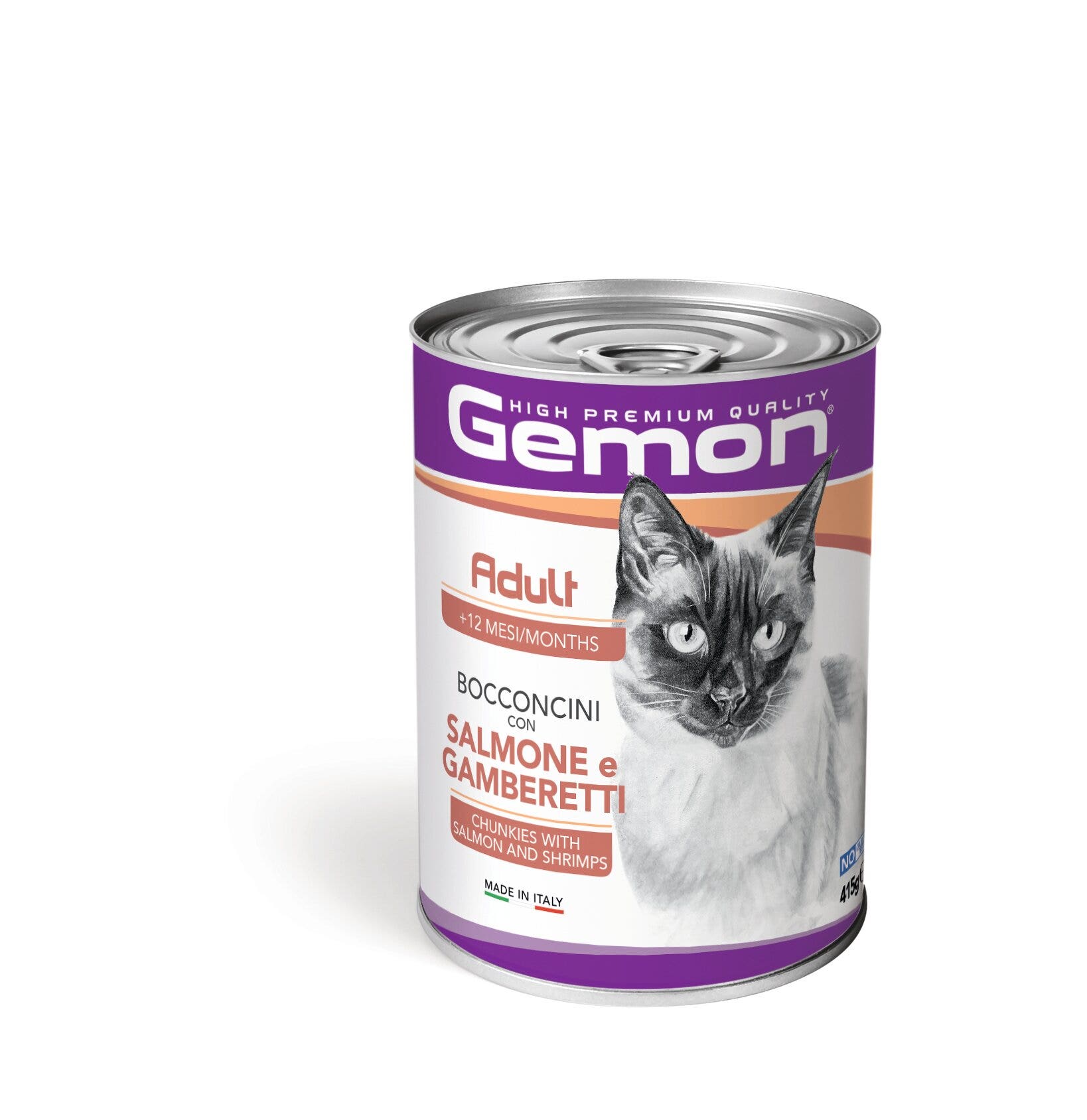 Gemon Bocconcini Salmone E Gamberetti Cibo Umido Gatti Adulti Barattolo 400 g-2