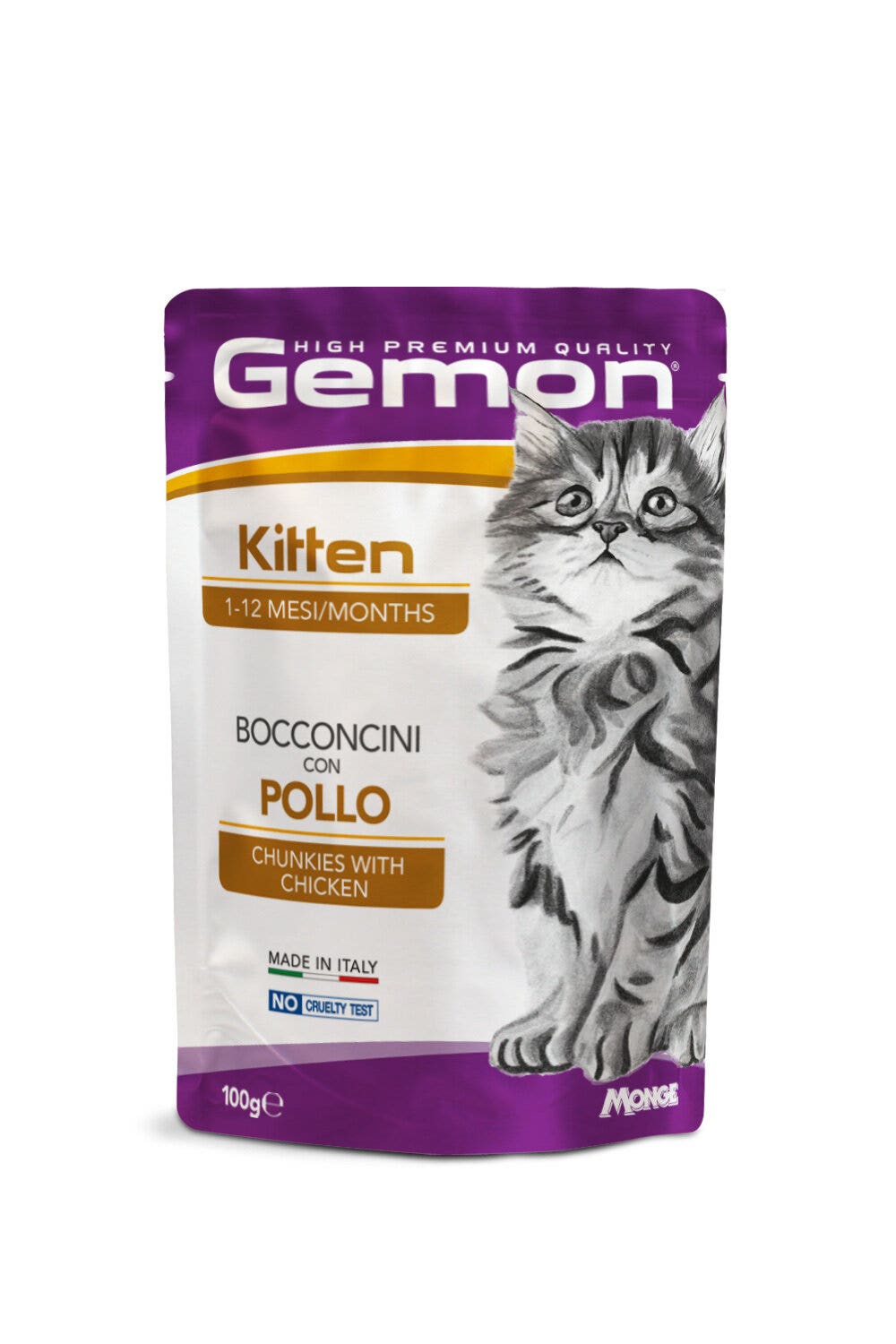 Gemon Bocconcini Con Pollo Cibo Umido Gatti Cuccioli Busta 100g-2