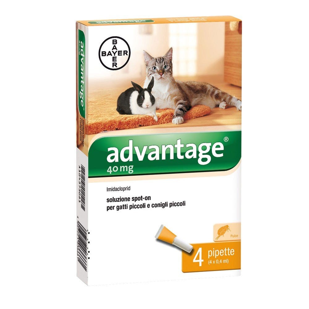 Advantage Spot On 4 Pipette 0,4ml Antiparassitario Gatti/Conigli Piccoli  - 1