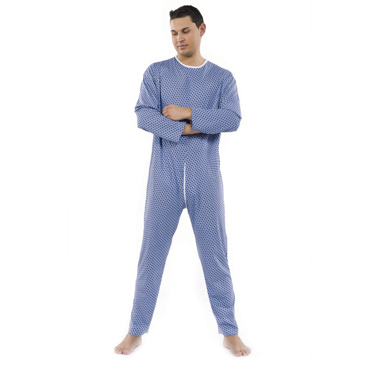 Pavis Pigiama Sanitario Per Degenti Uomo Cerniera Posteriore Colore Azzurro Cod. 990