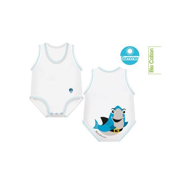 J Bimbi Body Neonato Senza Maniche In Cotone Bio 0-36 Mesi Squalo-2
