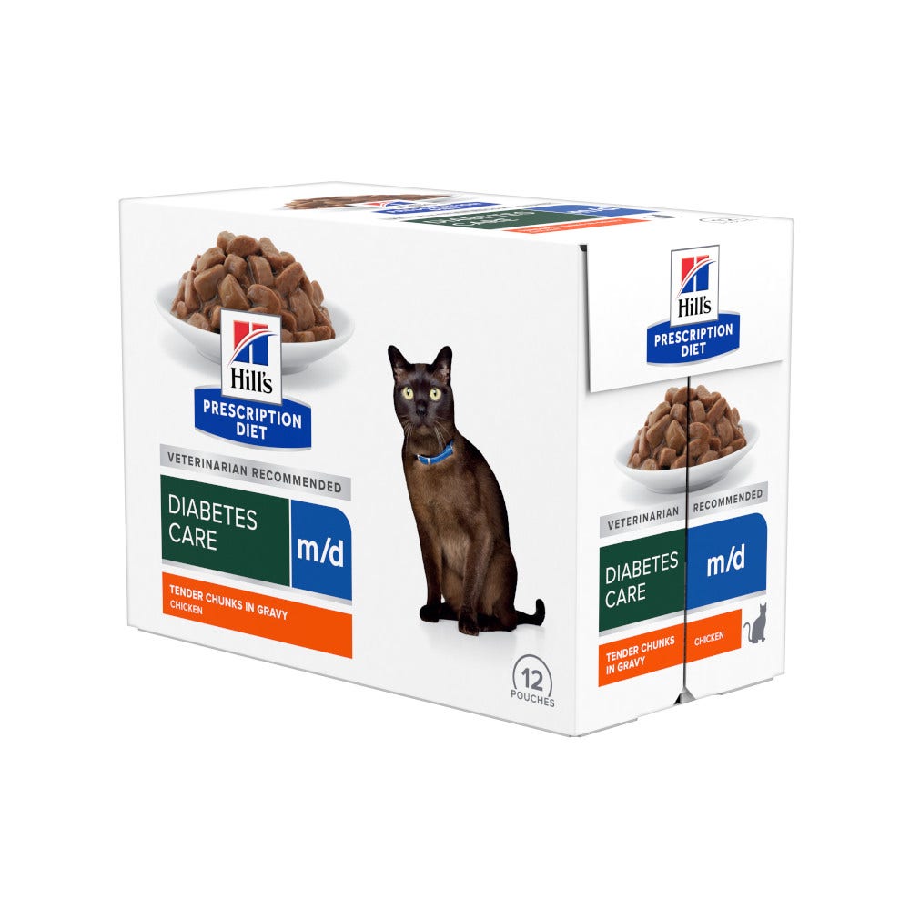 Hill's Prescription Diet M/D Alimento Per Gatti Al Pollo 12 Bustine-1