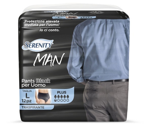 Pannolino Serenity Man Pants Black Taglia Large 12 Pezzi-1