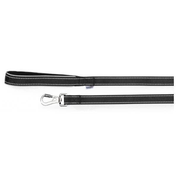 Camon Guinzaglio Con Maniglia In Neoprene E Cuciture Reflex Nero 2,5x120cm  - 1