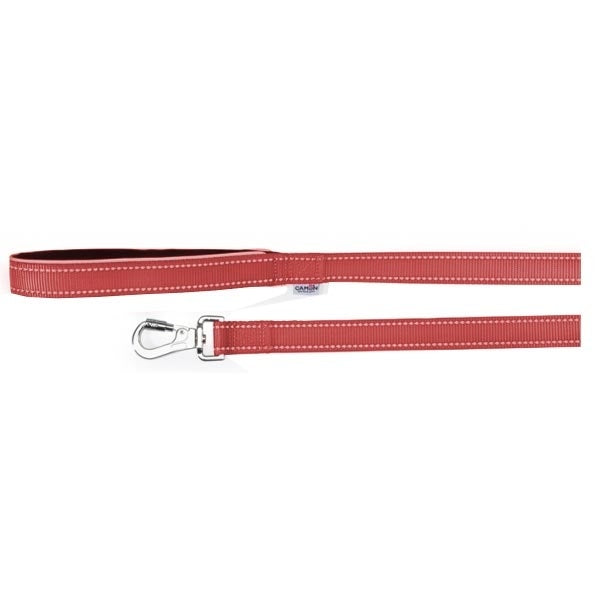 Camon Guinzaglio Con Maniglia In Neoprene E Cuciture Reflex Rosso 1,5x120cm  - 1
