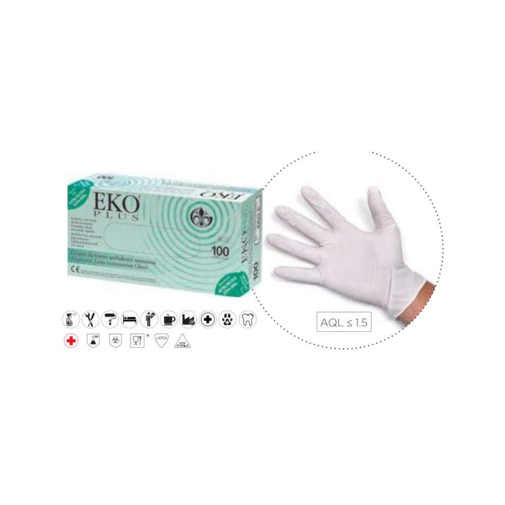 Eko Plus Guanto Lattice Superficie Liscia Talcato Taglia Large 100 Pezzi  - 3