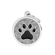 Medaglietta Per Cani E Gatti Personalizzata Cerchio Glitter Con Zampa Nera Taglia Grande-1
