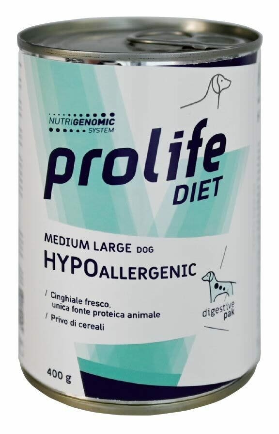 Prolife Dog Diet Wet Hypoallergenic Cibo Umido Per Cani Taglia Media/Grande Lattina 400g-2