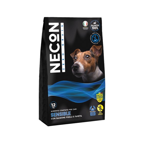 Necon Zero Grain Sensible Salmone Piselli Favetta Per Cani Sacco 12Kg-1