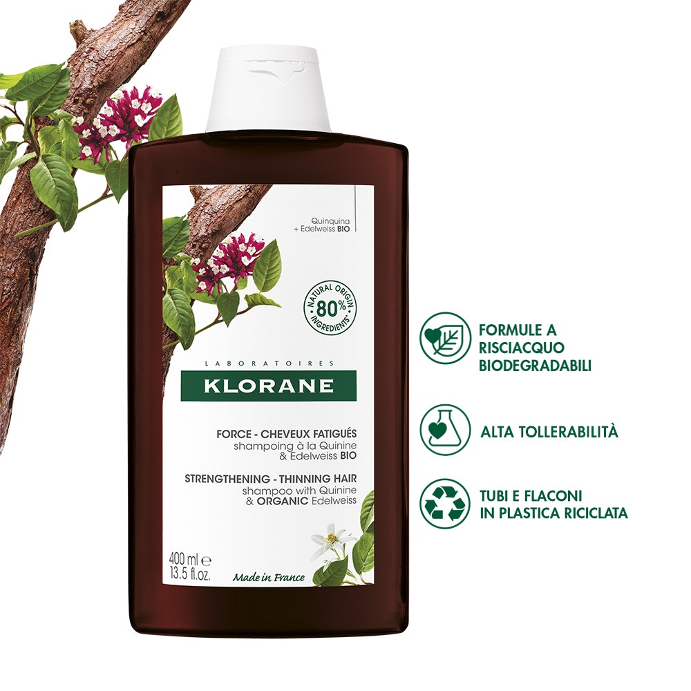 Klorane Shampoo Alla Chinina E Stella Alpina Bio Caduta Capelli 400ml  - 3