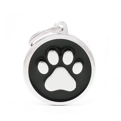 Medaglietta Per Cani E Gatti Personalizzata Cerchio Con Zampa Colore Nero Taglia Grande-3