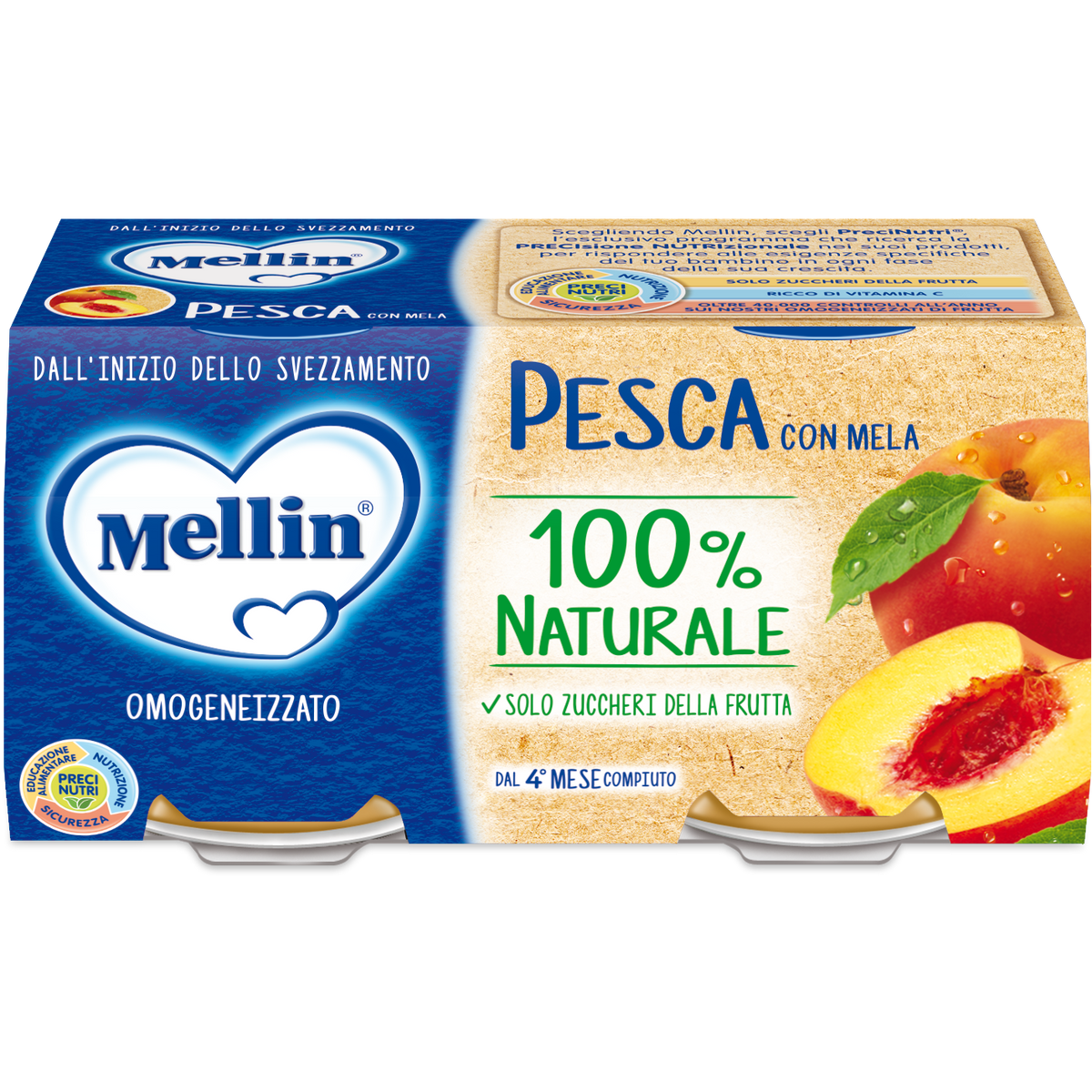 Mellin Omogeneizzato Pesca 2x100g  - 2