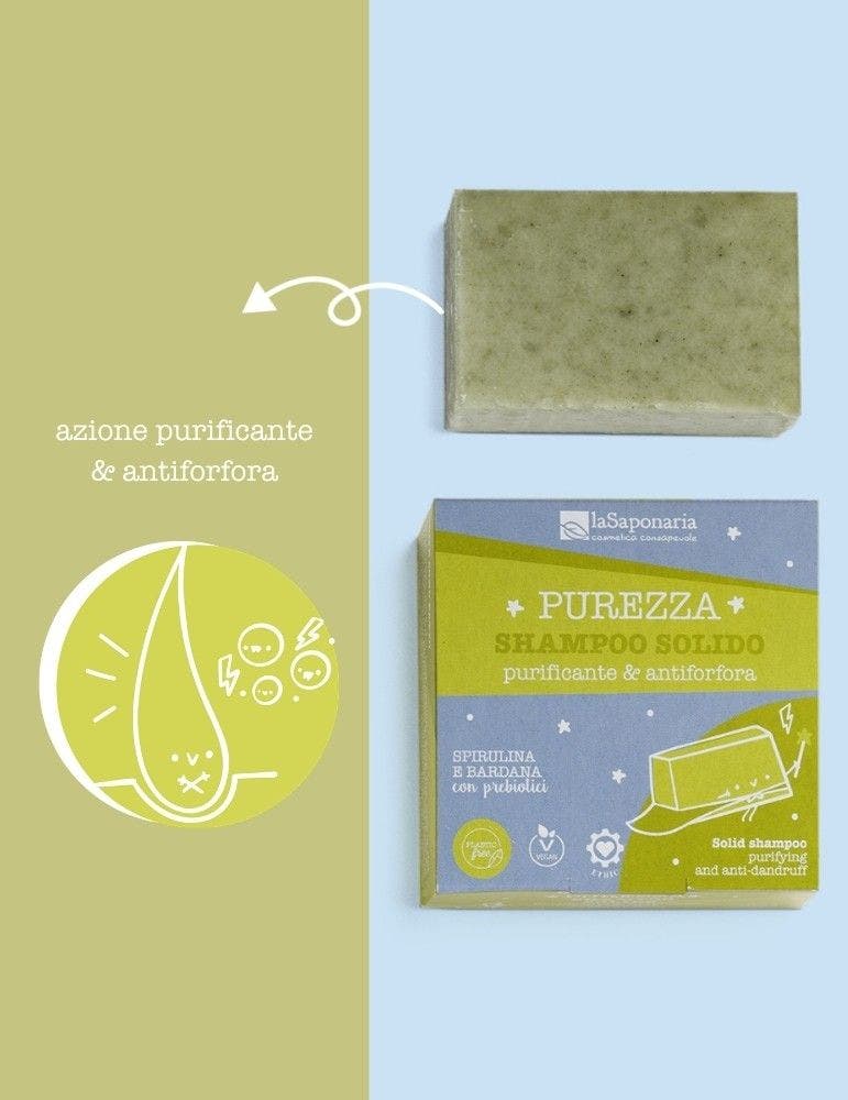 La Saponaria Shampoo Solido Purezza Purificante/Antiforfora 50g  - 3
