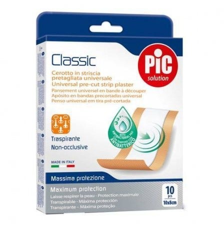 Pic Classic Cerotto Striscia 10x8cm Antibatterico 10 Pezzi-1