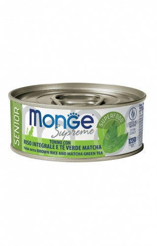 Monge Supreme Cibo Umido Tonno Con Riso Integrale/Tè Verde Matcha Per Gatti Senior Scatoletta 80g-1