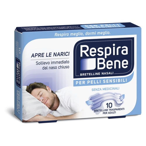 Respirabene Cerotti Nasali trasparenti - Pelli Sensibili Adulti - 10 bretelline  - 2
